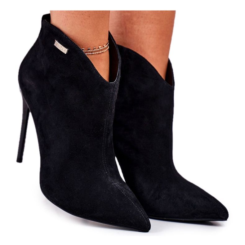 GOE Ženske čizme na antilop visokoj peti crne GG2N3033 crno