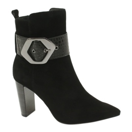 Caprice Crne kožne čizme s kopčom 25317-25 025 crna