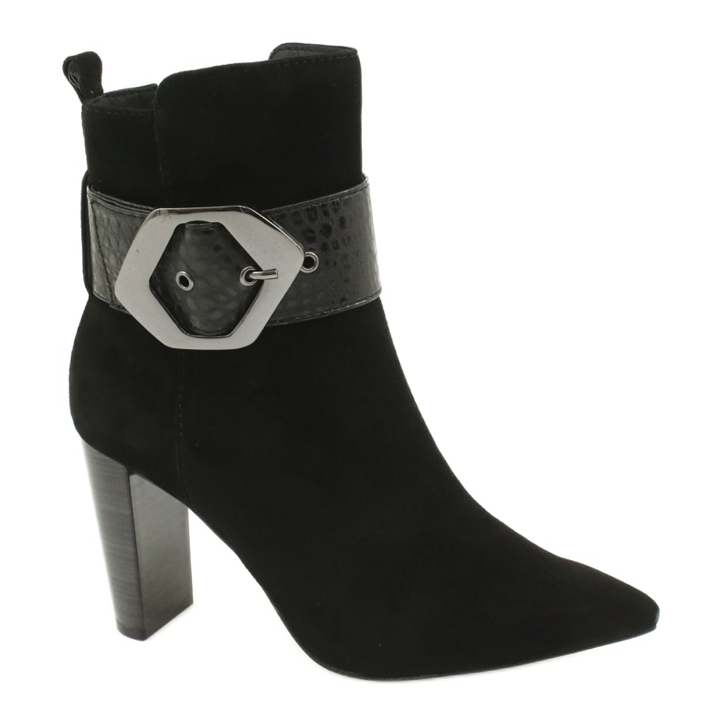 Caprice Crne kožne čizme s kopčom 25317-25 025 crno