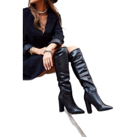 SEA Ženske čizme na petu topla crna Vellma crno