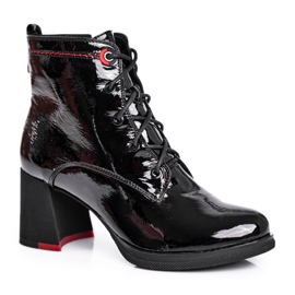 S.Barski Ženske čizme na petu lakirane crne boje Učinite to bolje crno