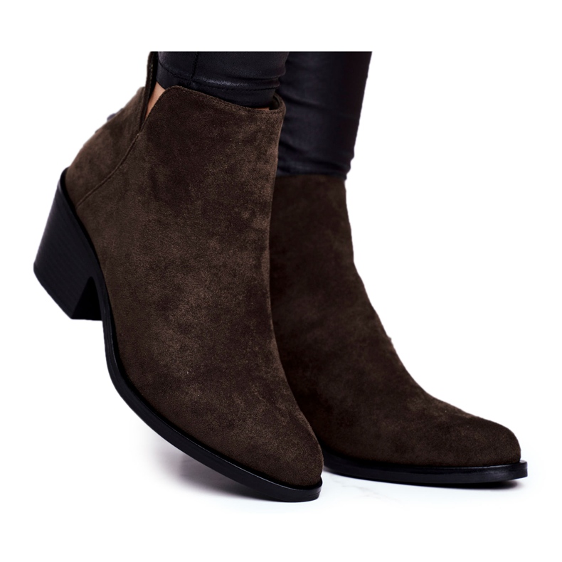 S.Barski Ženske čizme s ravnom petom topla jesen Khaki Milky kaki