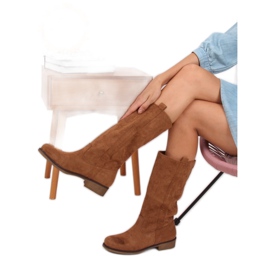 Čizme s ravnim devinim gornjim dijelom ST-19P Camel smeđa