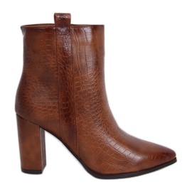 Čizme s visokim potpeticama, smeđa zmijska koža RB54 Camel