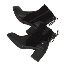 Crne čizme sa širokim potpeticama H8116 Crna crno