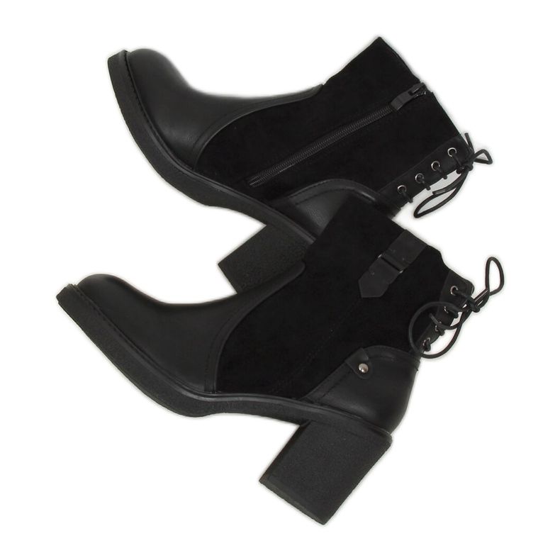 Crne čizme sa širokim potpeticama H8116 Crna crno