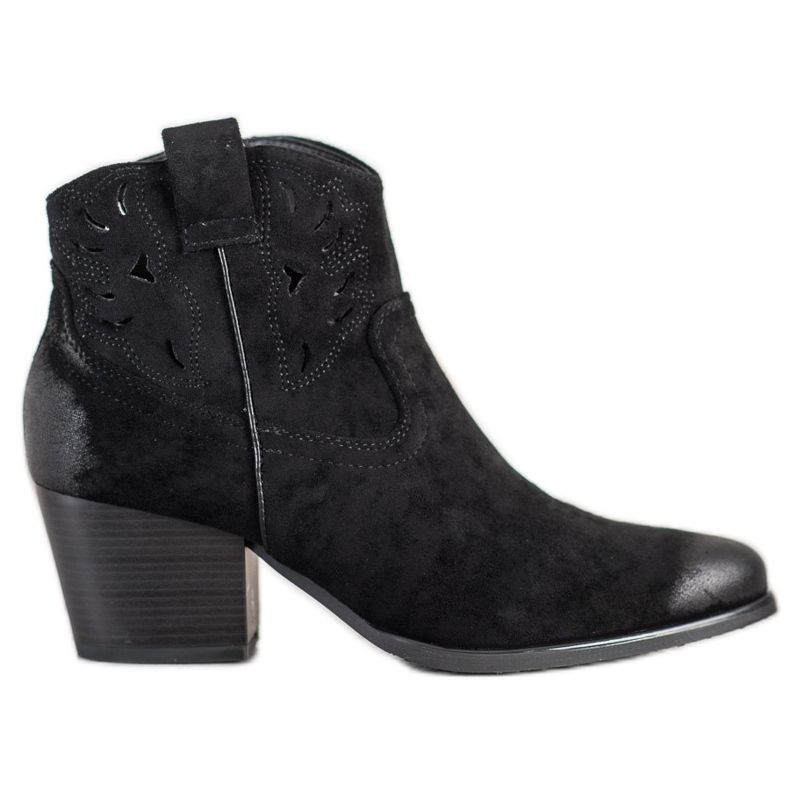 VINCEZA ažurne kaubojske čizme crno