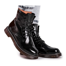 EVE Ženske čizme Lakirane zamke Čizme Crna Marita