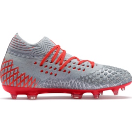 Kopačke Puma Future 4.1 Netfit Fg Ag Jr srebrno-crvena 105692 01 siva