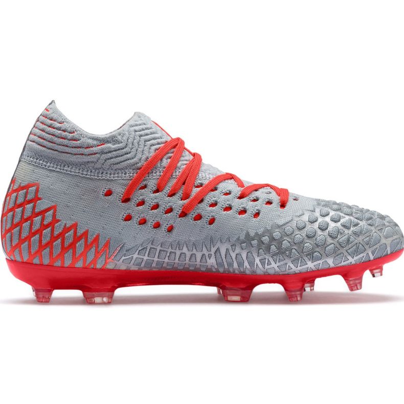 Kopačke Puma Future 4.1 Netfit Fg Ag Jr srebrno-crvena 105692 01 siva