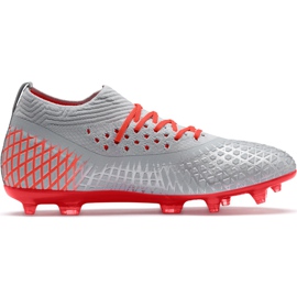 Nogometne cipele Puma Future 4.2 Netfit Fg Ag srebrno-crvena 105611 01 višebojan siva