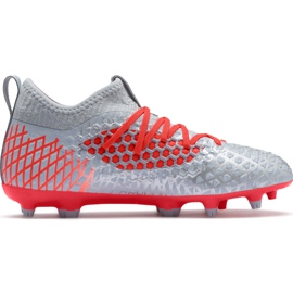Nogometne cipele Puma Future 4.3 Netfit Fg Ag Junior srebrno-crvena 105693 01 višebojan siva
