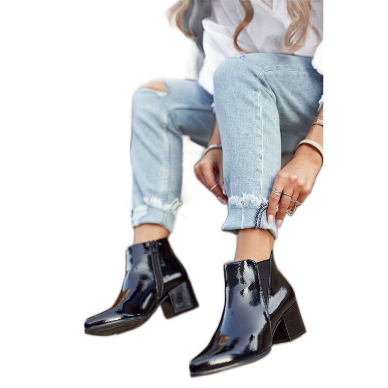 Ženske čizme Sergio Leone Lakirane čizme Chelsea Crne BT621 crno