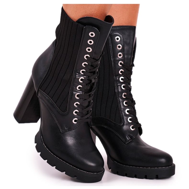 FE1 Ženske čizme na visoku petu crni Erdogan crno