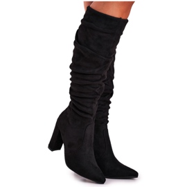 SEA Ženske čizme na petu Suede Black Cromes crna