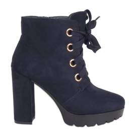 L8126 Mornaričko -plave čizme na platformu tamnoplava