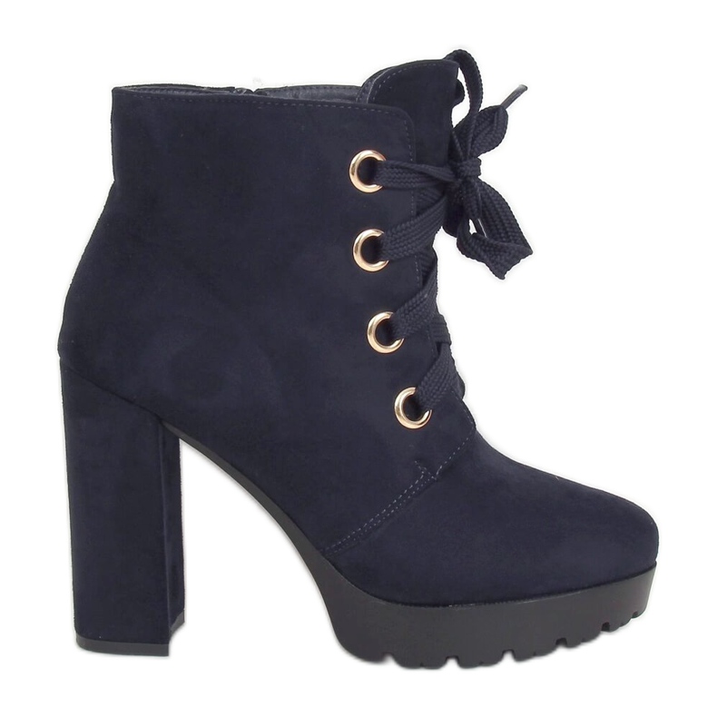 L8126 Mornaričko -plave čizme na platformu mornarsko plava