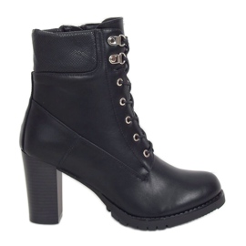 Crne drvene čizme na potpeticu BH2567-KB Crne crno