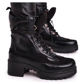 FS1 Ženske visoke čizme na vezanje Black Ridley crna