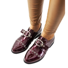 Bordo lakirane cipele s kopčom C18-6263-2 crvena višebojan