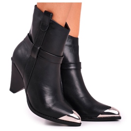 FG1 Ženske visoke čizme Čelični nožni prst Crni Vječno crna