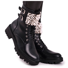 Marquiiz Ženske čizme na ravnu petu vojne crne boje Bemmer crna