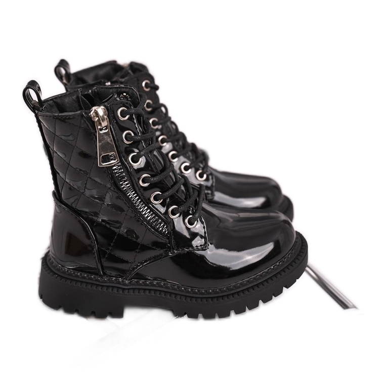 FRROCK Dječje čizme zagrijane krznom, lakirane u crnoj boji Reci ti