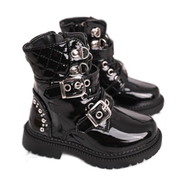 FRROCK Dječje čizme zagrijane krznom, lakirana crna lutka