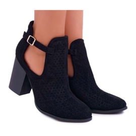 Bellucci Ženske čizme na petu Ažur s izrezima Crna GoodDay crno