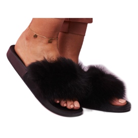 SEA Ženske papuče s krznom Black Belmondo crna