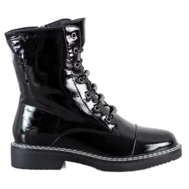 Goodin Lakirane čizme na vezanje crna