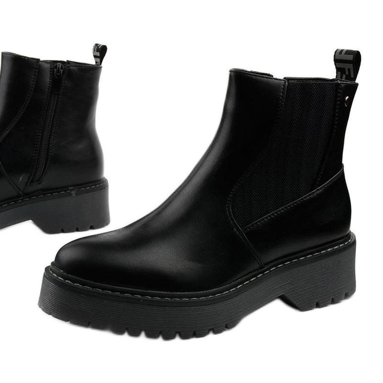 Crne ravne čizme od Cavern eko kože crno