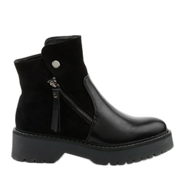 Crne čizme od eko kože i antilopa s patentnim zatvaračem Merriwa crna