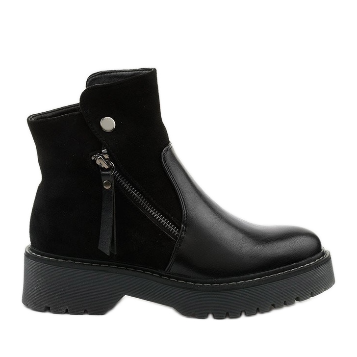 Crne čizme od eko kože i antilopa s patentnim zatvaračem Merriwa crno