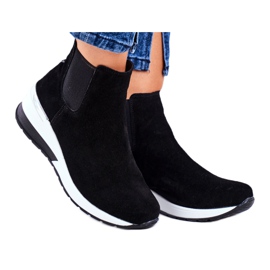 Vinceza Ženske sportske cipele tenisice crna koža 21-7781 bijela