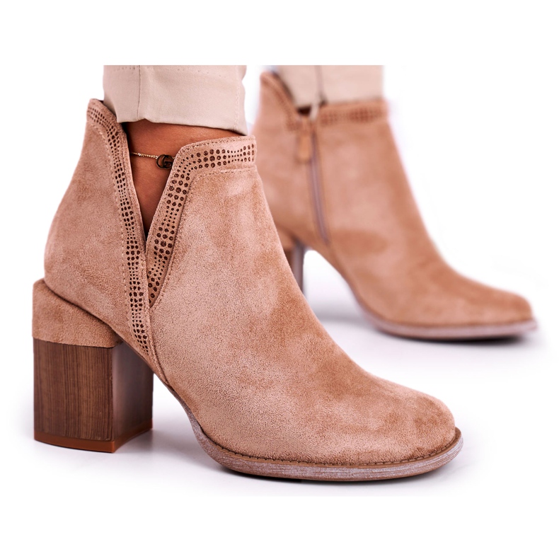 MSMG Ženske čizme na štiklu Cut Khaki Meliori Dream kaki