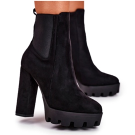 FW1 Ženske čizme na štiklu od eko-antilopa crne Julije crna