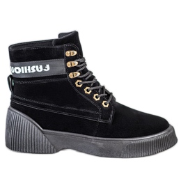 Weide Modne vezane gležnjače crna