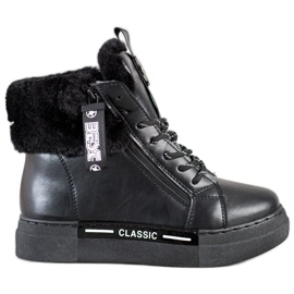 Weide Vezane čizme s krznom crna