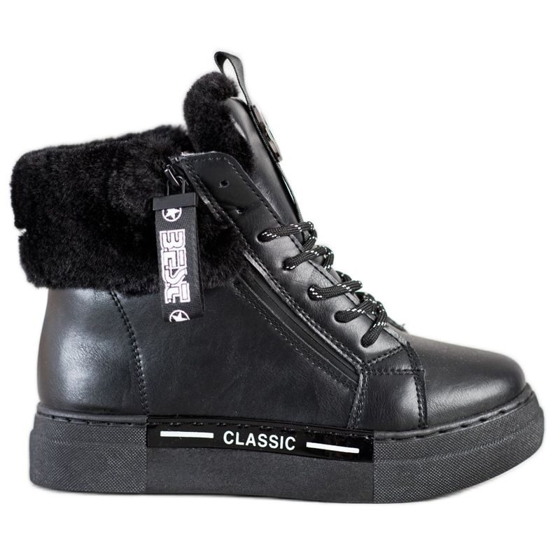 Weide Vezane čizme s krznom crno