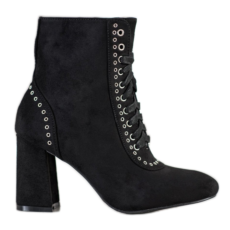 SHELOVET Vezane čizme na postu crno