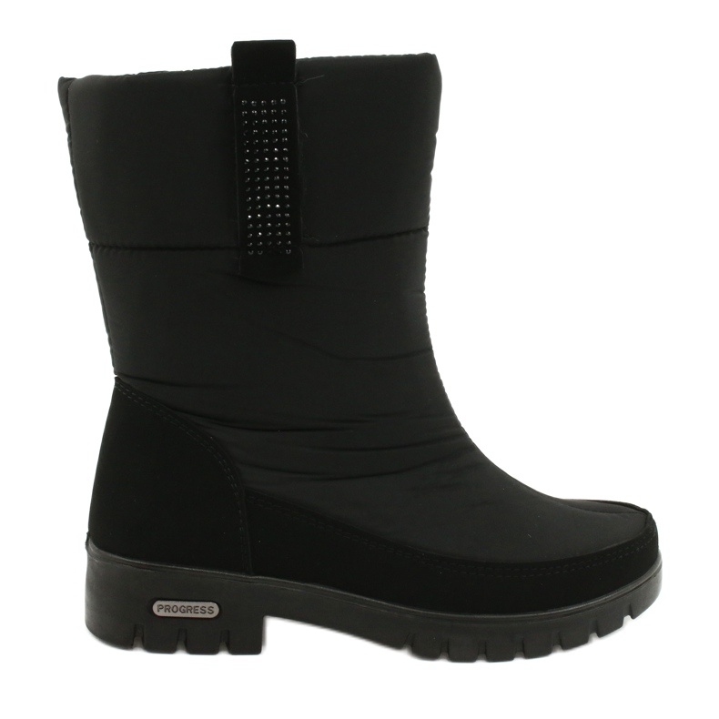Snježne čizme od svijetlog krzna Progress 20-09 crne crno