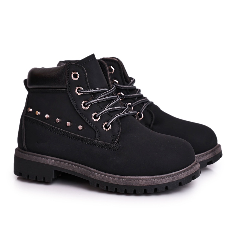 MSMG Dječje crne tople čizme Gonzo s klinovima crno