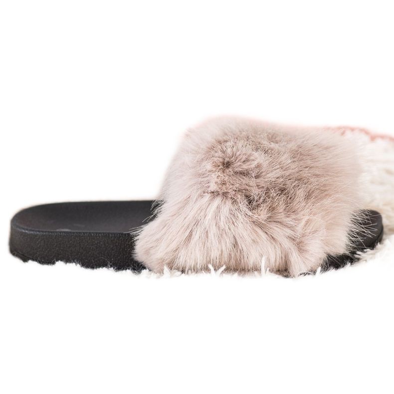 SHELOVET Udobne krznene papuče bež