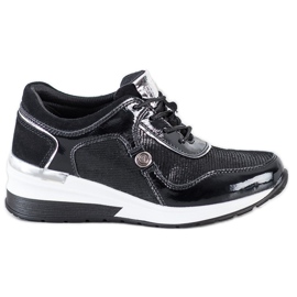 VINCEZA kožne tenisice crna