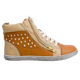 Visoke tenisice s klinovima Y299 Camel bež smeđa