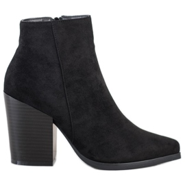 Super Me Crne čizme na širokom postu crna