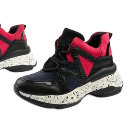 Crne sportske tenisice od eko kože-antilopa Clavelina crno crvena mornarsko plava