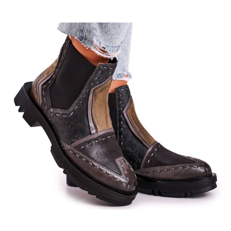 Ženske kožne čizme Jodhpur Maciejka Siva 04634-03 bež smeđa