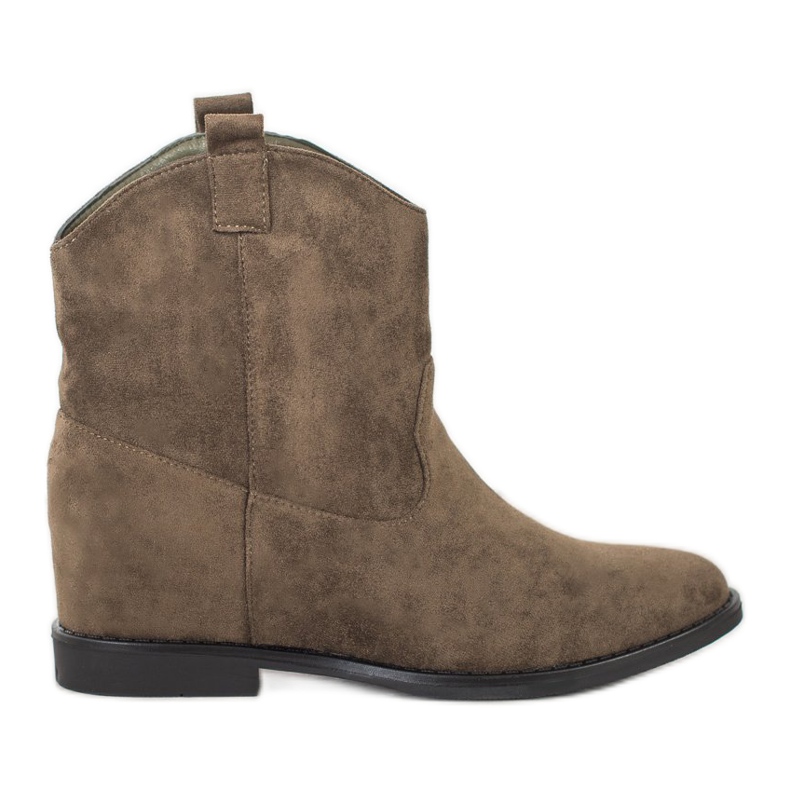 SHELOVET Tople kaubojske čizme na klin kaki zelena